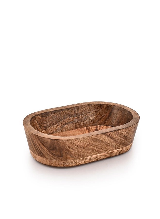 BHAVATU Decorative Bowl Mango Wood Hand Carved Home Decor for Dining Table Centerpiece Bowl for Table (10" x 6" x 2") - Image 2